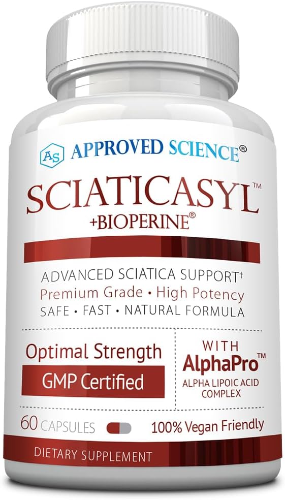 Science approuvée Sciaticasyl - Support optimal sciatique Nerve - Vitamines B, Magnésium, Acide alpha-lipoïque, BioPerine - Vegan - 60 Capsules