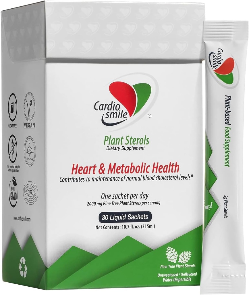 2000mg Stérols végétaux soutient des niveaux de cholestérol sains avec 1400mg bêta-sitostérol pour le soutien du coeur et de la santé métabolique, 30 jours d'approvisionnement en paquets liquides à usage unique