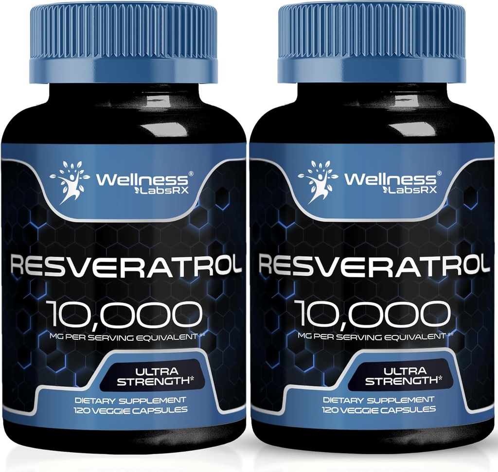 BIEN-ÊTRE LABSRX Resvératrol 1000mg Capsules - 240 Compte - Résvératrol d'extrait de mésange japonais - Pack de 2
