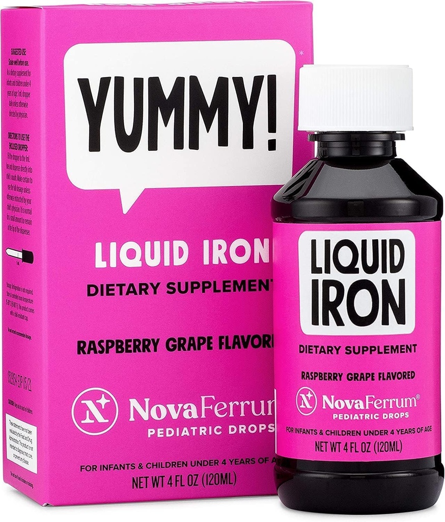 NovaFerrum Yummy: gouttes pédiatriques supplément en fer liquide pour les nourrissons et les tout-petits.
