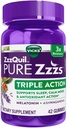 ZzzQuil Pure Zzzs Triple Action Gummy Melatonine Supplément de sommeil, 21 Compte (paquet de 2), 42.0 Compte