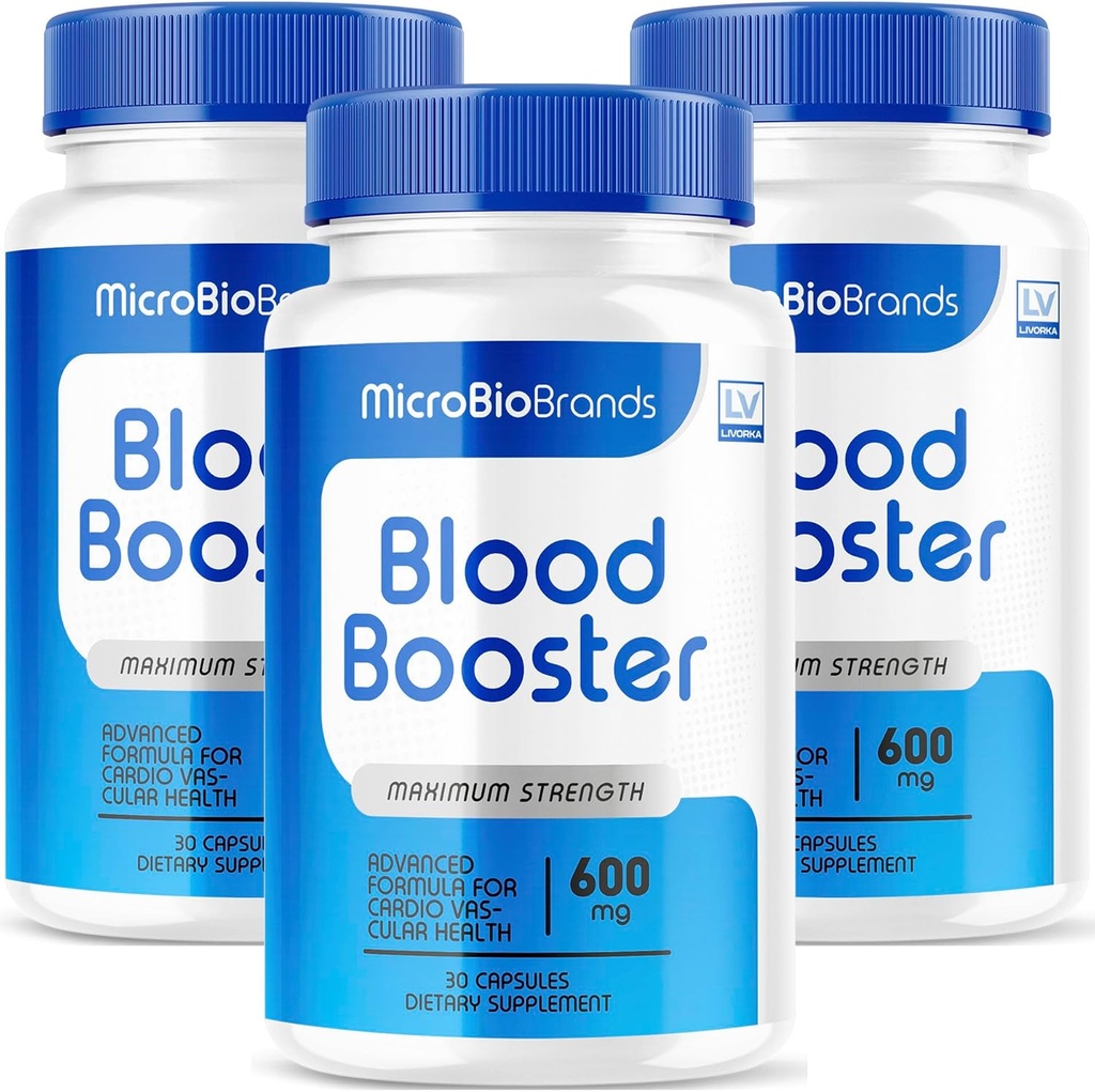 (3 Pack) Microbio Blood Booster, Microbio Blood Booster Pills, Micro Bio Blood Booster, Micro Bio Blood Booster Formule avancée, Microbio Blood Booster, 90 Capsules pendant 3 mois