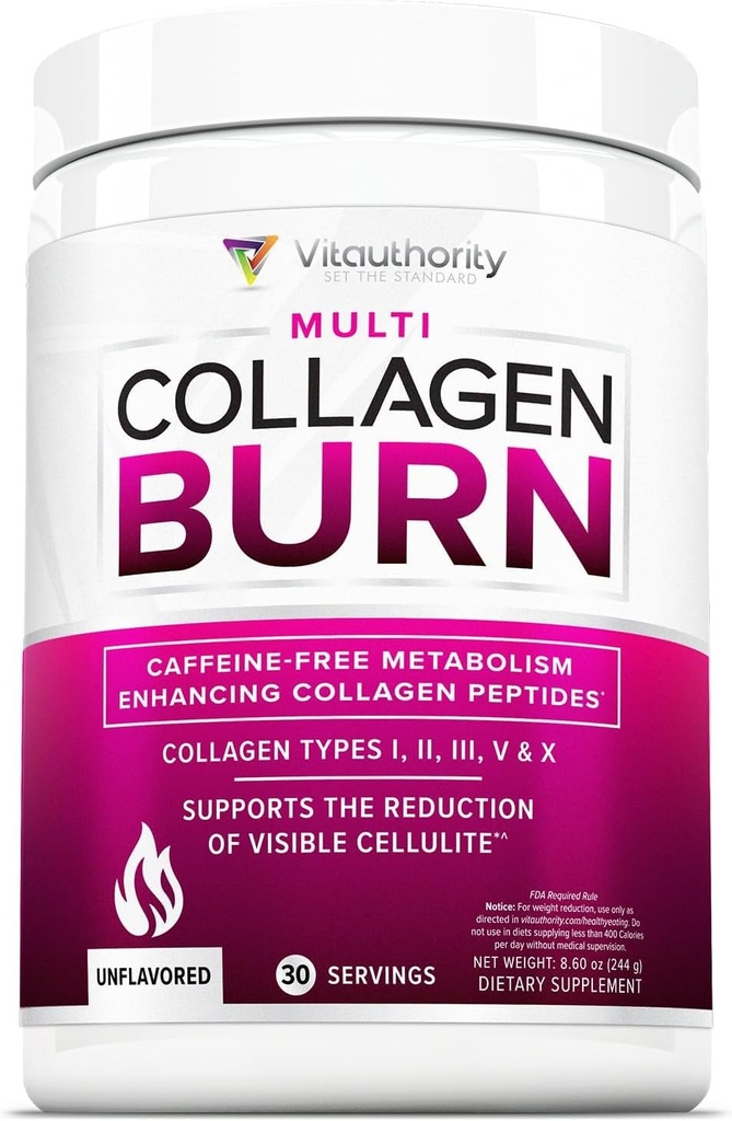 Hydrolyzed Collagen Powder for Weight Loss - Burn Ultimate Beauty Complex Multi Peptides Powder for Women with Types I II III V and X for Fat Burning Support Unflavored 30 Servings