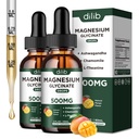 Magnesium Glycinate Liquid Drops Supplement, with Magnesium Glycinate 500mg Ashwagandha, L - Theanine, Chamomile -Support Stress Relief, Bone, Muscle, Mood Mango Flavor 2Pack