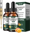 Supplément de gouttes liquides de glycinate de magnésium, avec le glycinate de magnésium 500mg Ashwagandha, L - Theanine, Camomille - Soutien anti-stress, os, Muscle, Mood Mango Flavor 2Pack