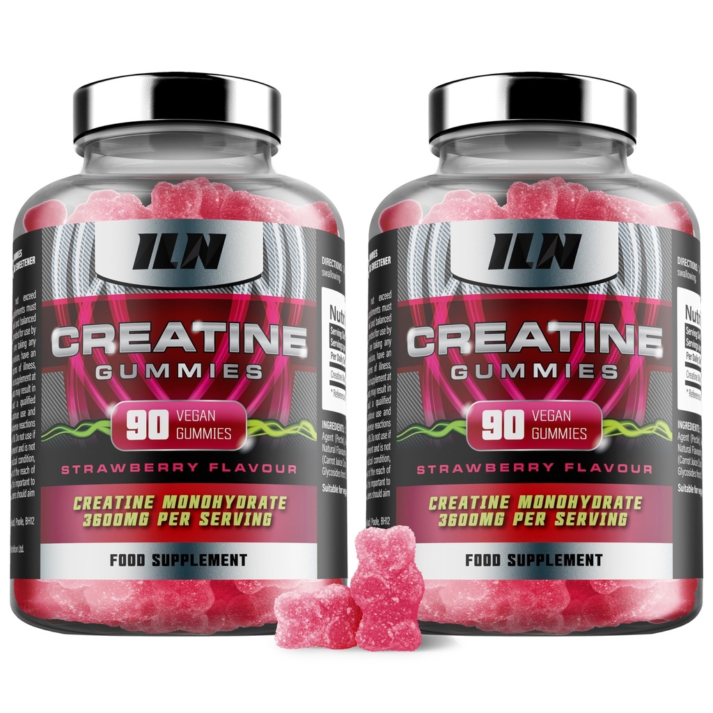 Iron Labs Nutrition Créatine Monohydratée (180 Ours gommy) - 3600mg par portion - Flaveur de fraises - Créatine haute résistance pour les hommes et les femmes (180 Gummies véganes)