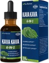 Kava Kava gouttes d'extrait de racine pour le calmant et le soutien de la relaxation, supplément de teinture à base de plantes naturelles pour un meilleur soutien du sommeil avec la racine valeriane, le baume citron et la camomille. 2 oz