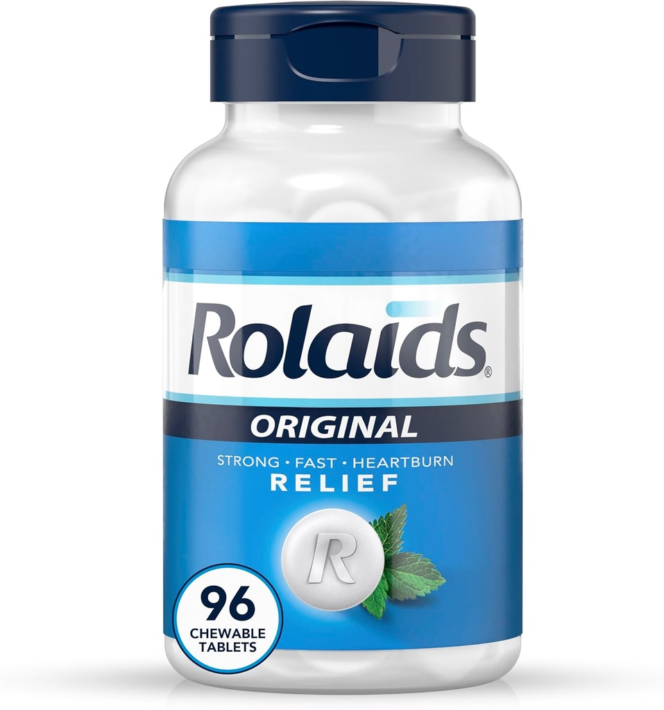 Rolaids Original Strength Antacid, 96 Chewable Tablets, Mint Flavor, Original Strength Heartburn Relief