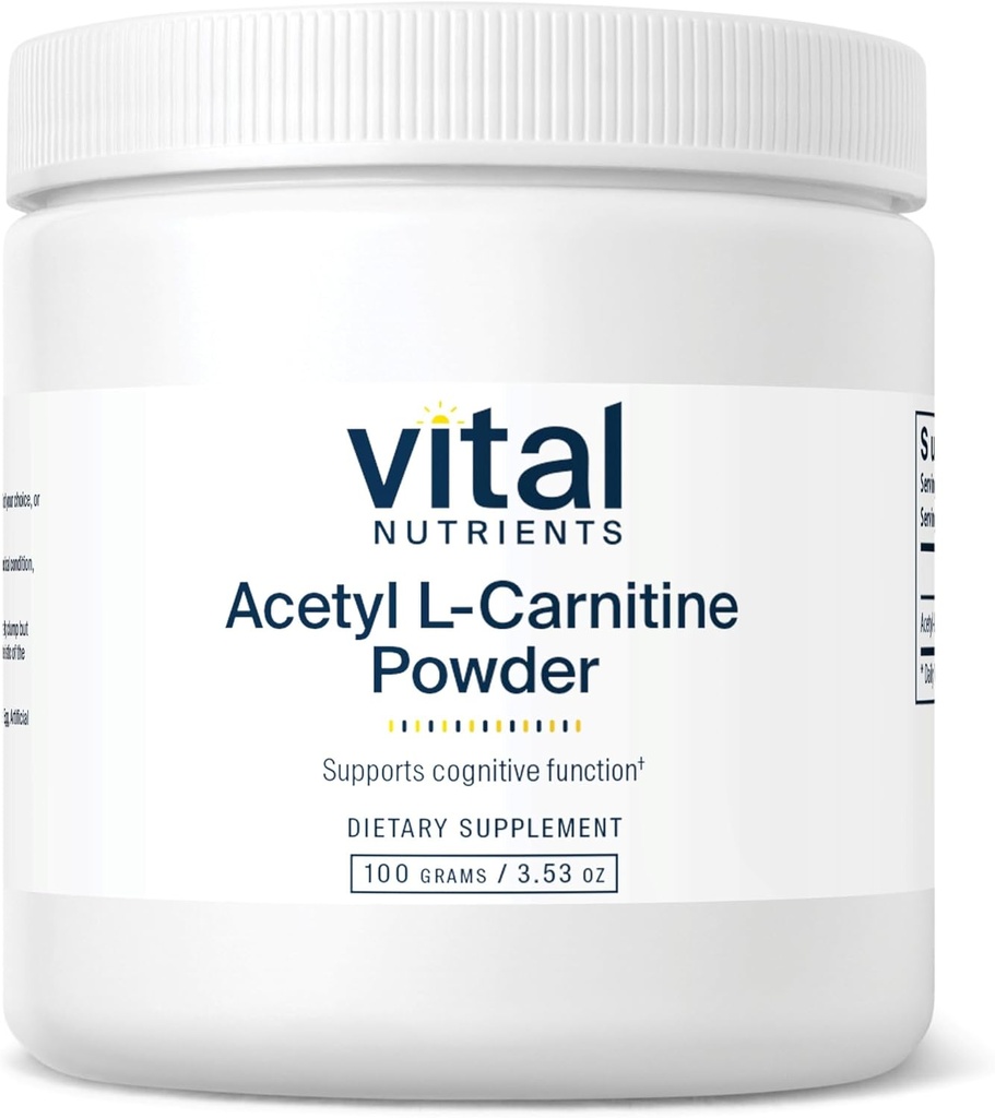 Nutriments vitaux Poudre d'acétyle L-Carnitine: Cerveau, mémoire et supplément de soutien cognitif.