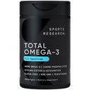 Sports Research® Total Oméga-3 Huile de poisson 2200mg - Fabriqué à partir de Krill antarctique avec/Astaxanthin, saumon rouge sauvage et Alaska Pollock - 960mg de EPA & DHA - 120 Softgels