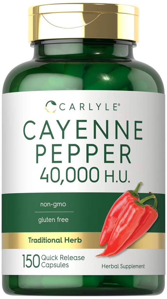 Carlyle Cayenne Capsules de poivres : 40 000 HU, Supplément sans OGM et sans gluten