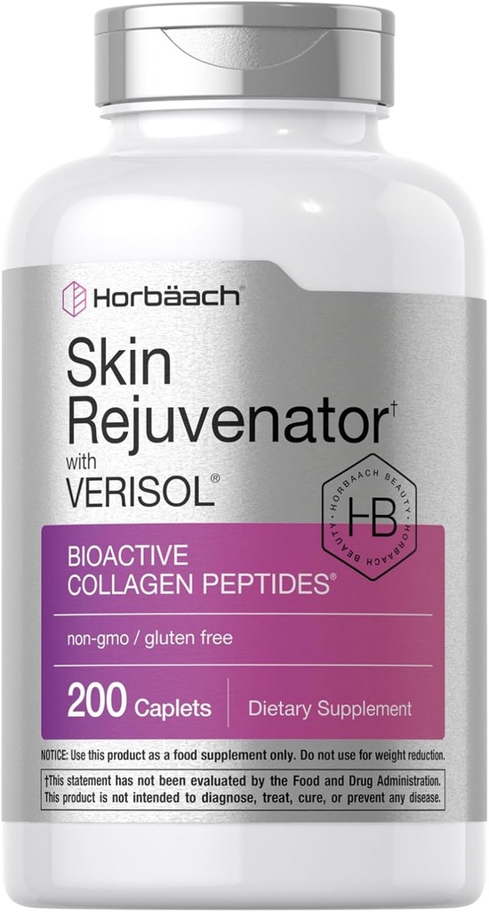 Régénérateur de peau Horbäach avec des peptides de collagène bioactifs Verisol. 200 Caplets.