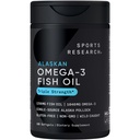 Recherche sportive Triple force Omega 3 Huile de poisson - Supplément d'huile de poisson sans Burpless avec acides gras de l'EPA et de l'ADH provenant d'une seule source Alaska sauvage Pollock - 1250 mg, 180 ct