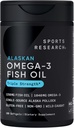 Recherche sportive Triple force Omega 3 Huile de poisson - Supplément d'huile de poisson sans Burpless avec acides gras de l'EPA et de l'ADH provenant d'une seule source Alaska sauvage Pollock - 1250 mg, 180 ct