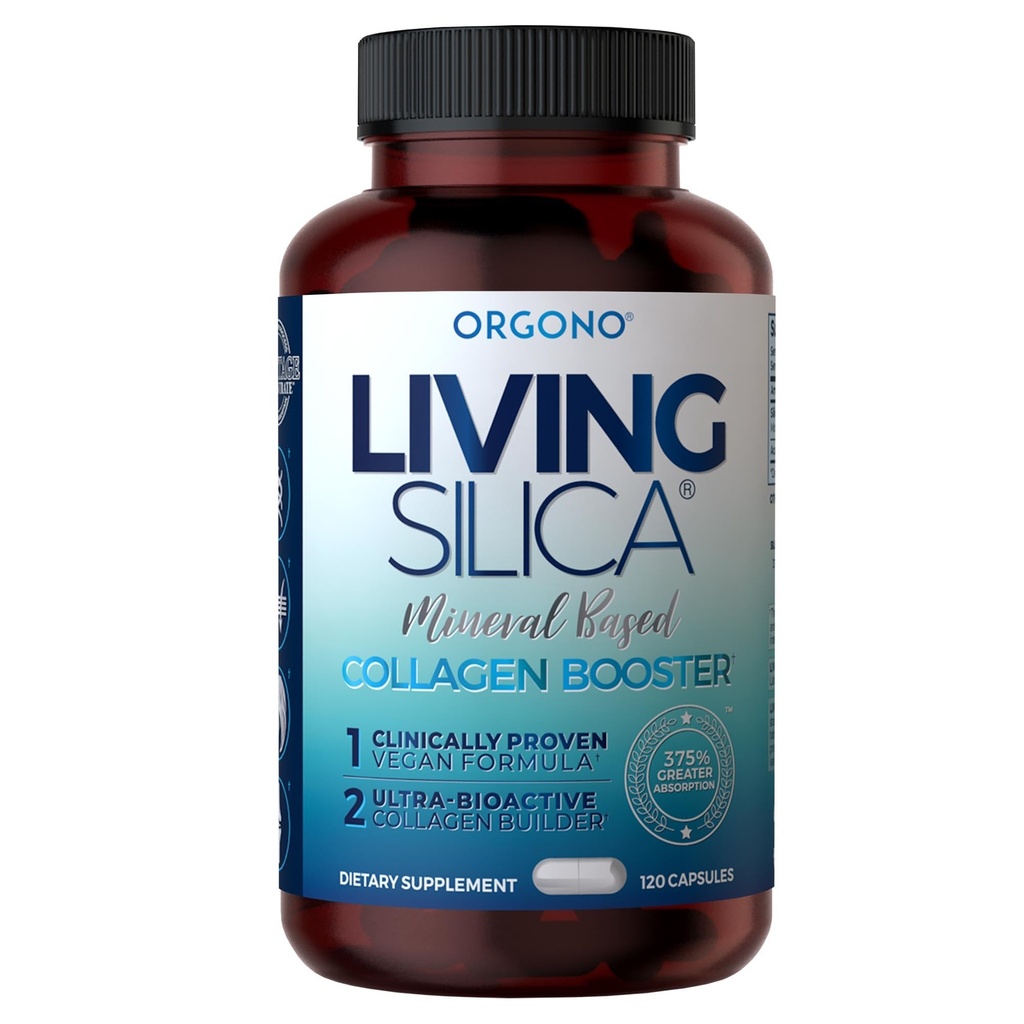 Orgono Living Silica Mineral-Based Collagen Booster Capsules de Silica Supporte le collagène et l'élastine pour le soutien des articulations et des os, la peau Glowing, les cheveux forts et les ongles