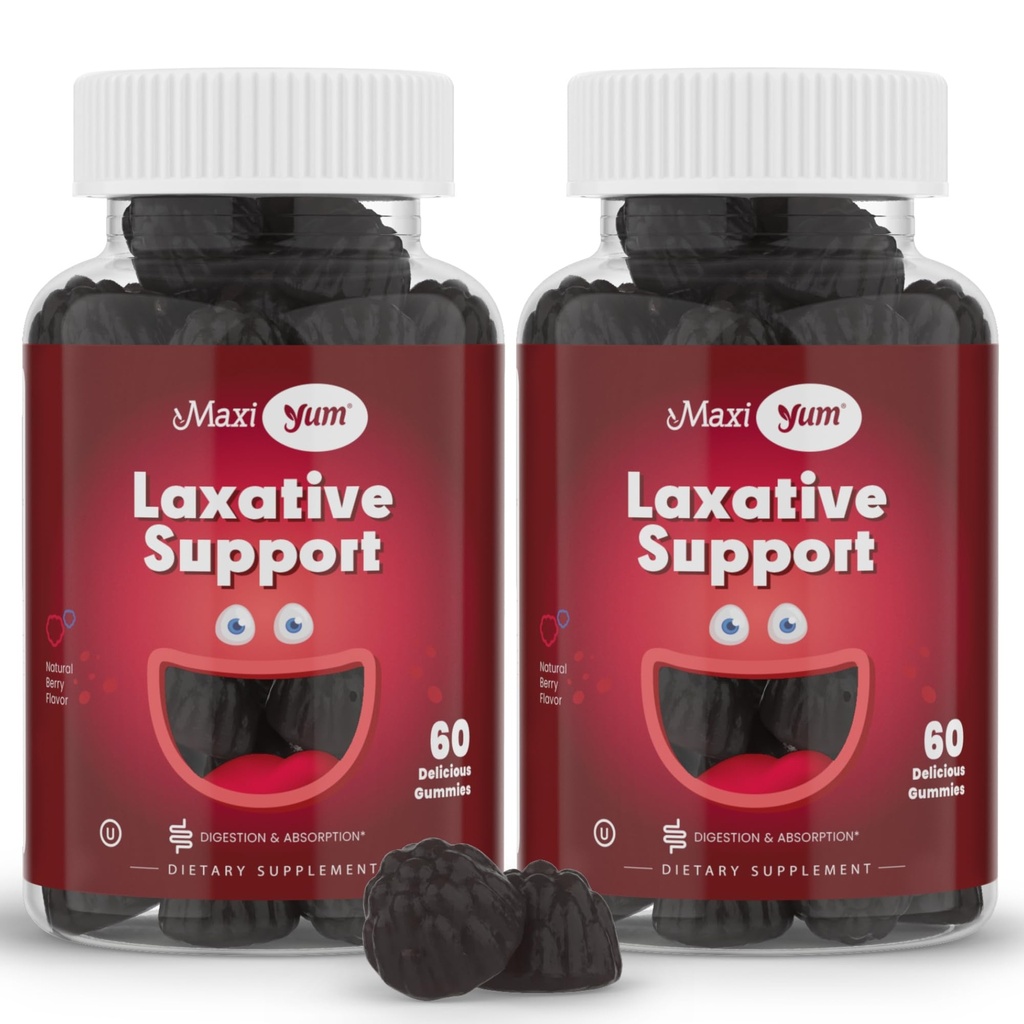 Maxi Health Natural Laxative Gummies for Adults and Kids – Non-GMO and Vegan Senna Stool Softener Gummies – Berry Flavor Chewable Laxatives for Constipation Support (60 Count, Pack of 2) | Kosher | Senna Gummies for Kids & Adults | Gentle Regularity Support | Berry | Vegetarian · Non-GMO | Doctor Formulated