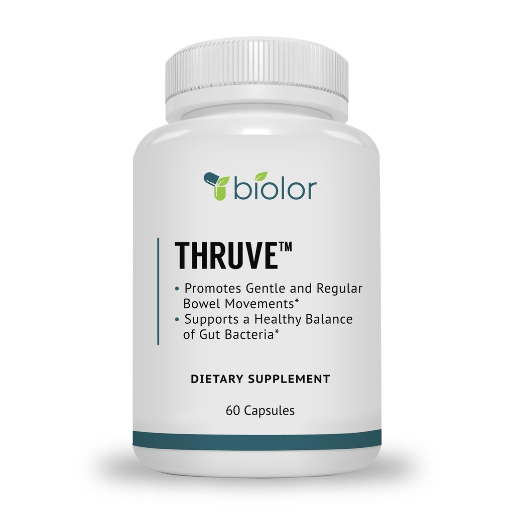 Thruve long-terme Constipation Relief Supplément - Probiotiques, prébiotiques, laxatifs naturels et fibre tout en capsules faciles à avaler - Meilleur supplément laxatif à base de plantes pour la constipation - 60 pilules