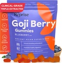 Goji Berry Superfood Gummies - Antioxydants naturels, Digestion, 240 mg pleine puissance, faible sucre, végétalien, 45 Gummiés aromatisés aux bleuets