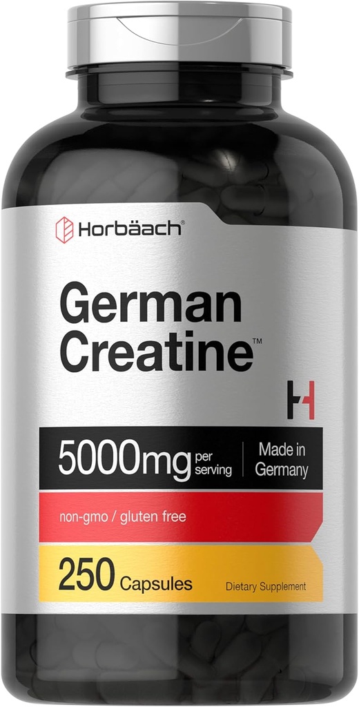 Horbaach Allemande Créatine Monohydrate de 5000mg de 250 capsules en poudre