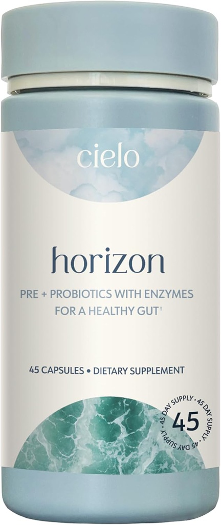 Cielo Daily Horizon Prébiotiques - Probiotiques pour les hommes et les femmes - Probiotiques quotidiens 20 milliards UFC pour les adultes Gut Health - contient un mélange d'enzymes digestives pour la digestion des nutriments (45 jours d'approvisionnement)