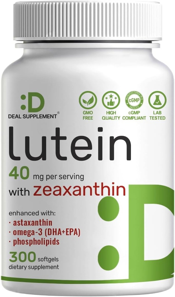 Suppléments Lutéine et Zeaxanthin, 40mg par portion, 300 Softgels