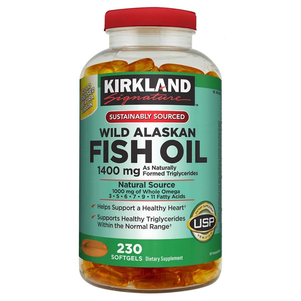 Kirkland Signature Kirkland Signature Wild Alaskan Fish Oil 1400 mg Complément alimentaire (Résumé 230 gels mous), 230Conte ()