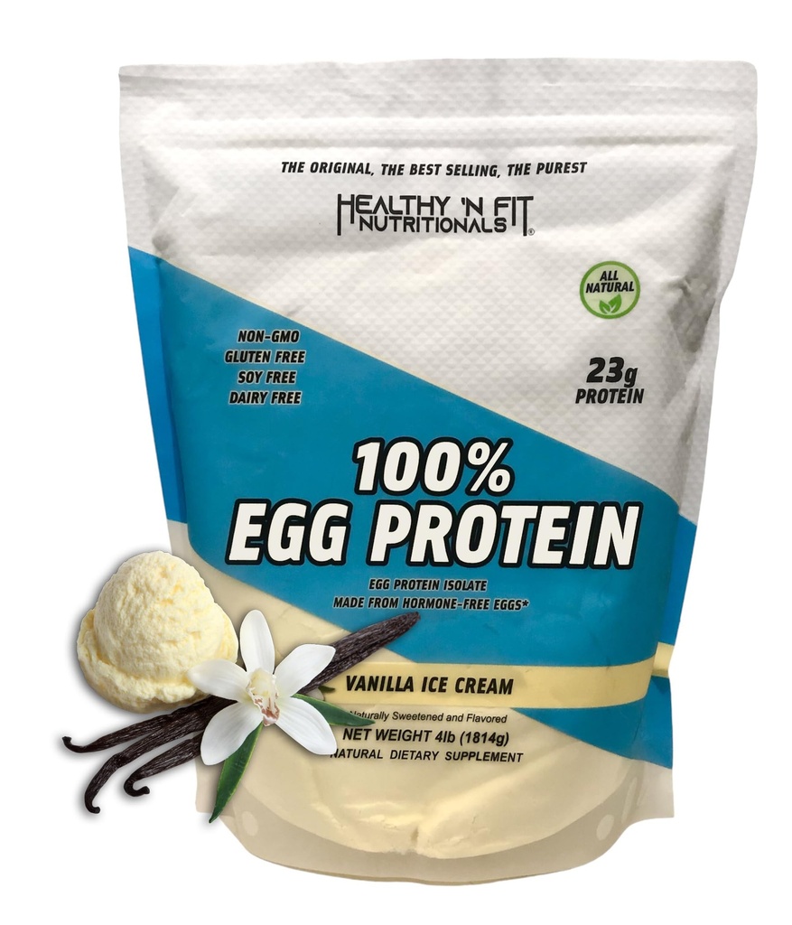 Healthy 'N Fit 100% Egg Protein- Vanille (4lb): 100% Egg White Protein Plus peptides naturels.-Naturally Sweetened, Pure, Keto, Paleo Friendly