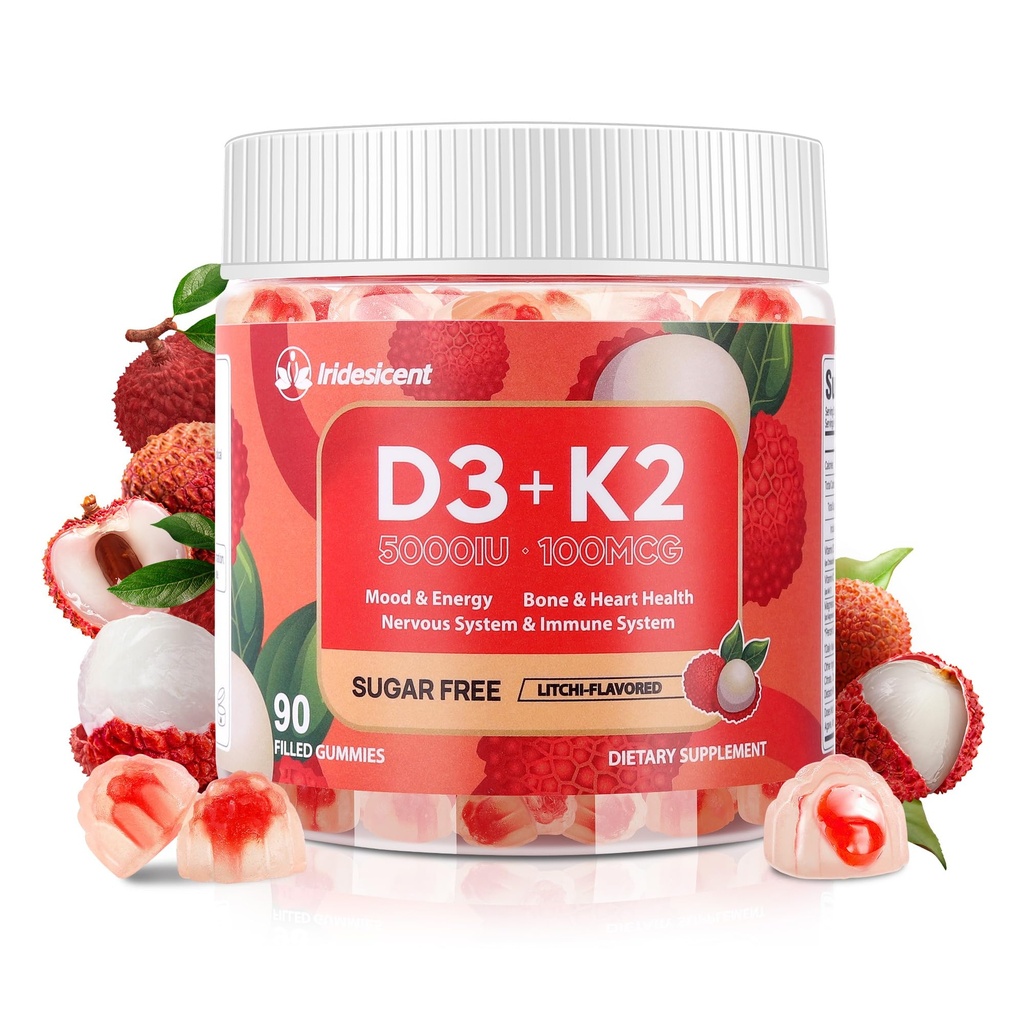 Vitamine D3 K2 Gummies w/Magnésium Sugar Free - 90 Comte.