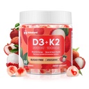 Vitamine D3 K2 Gummies w/Magnésium Sugar Free - 90 Comte.