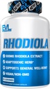 Herbal Adaptogen Rhodiola Rosea Capsules - Supplément de 500mg Rhodiola pour l'énergie focus et le soutien de l'humeur - Supplément de stress calmant EVL avec des vitamines de Focus Cerveau pour les adultes - 30 Capsules Vegan