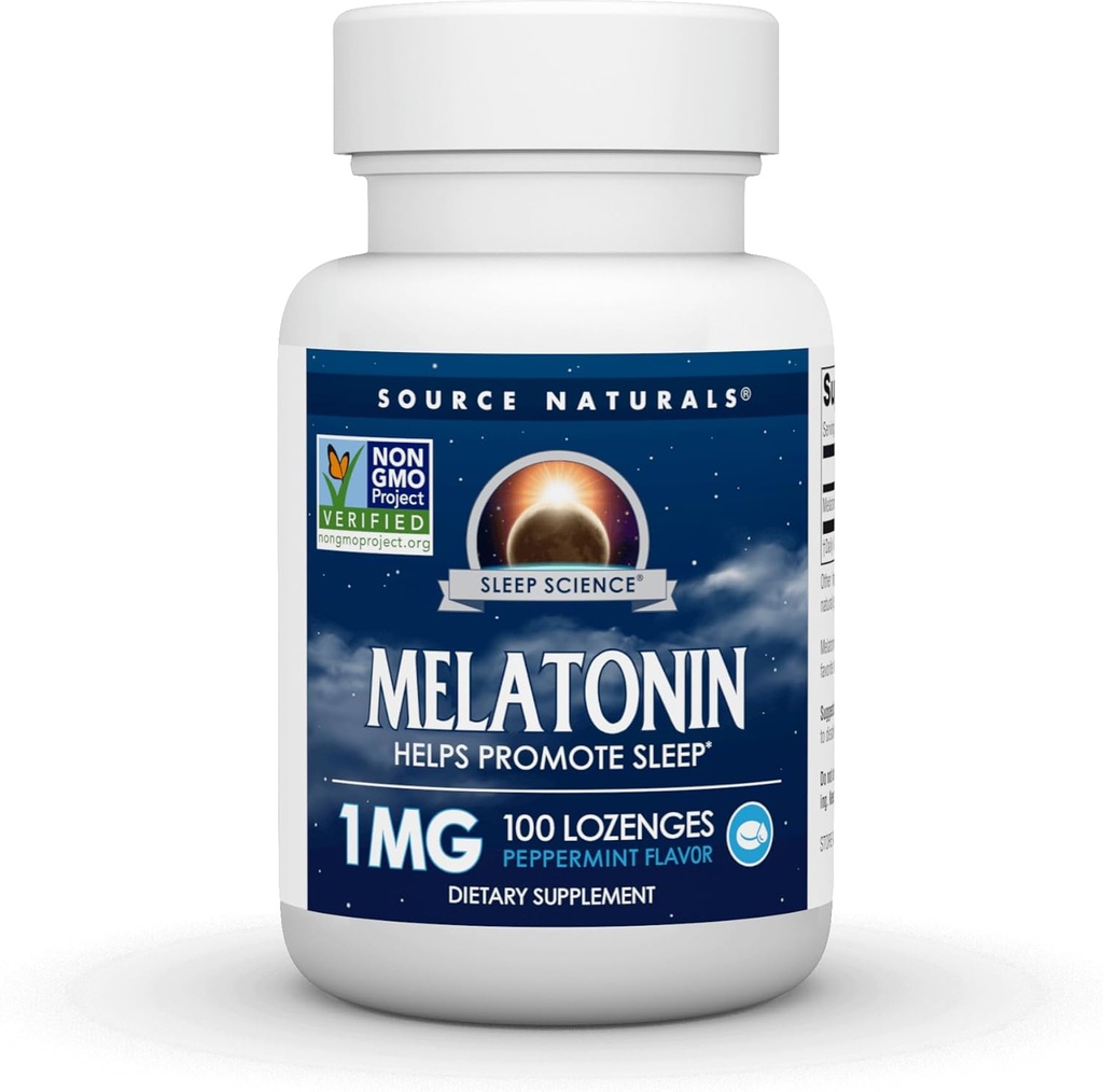 Source Naturals Melatonin, 1 mg - 100 Peppermint Flavored Lozenges