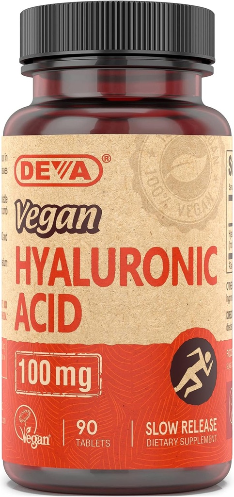DEVA Nutrition Acide hyaluronique végétalien 100 mg - non-OGM et non-hémolytique - 90 comprimés, 1-paquet