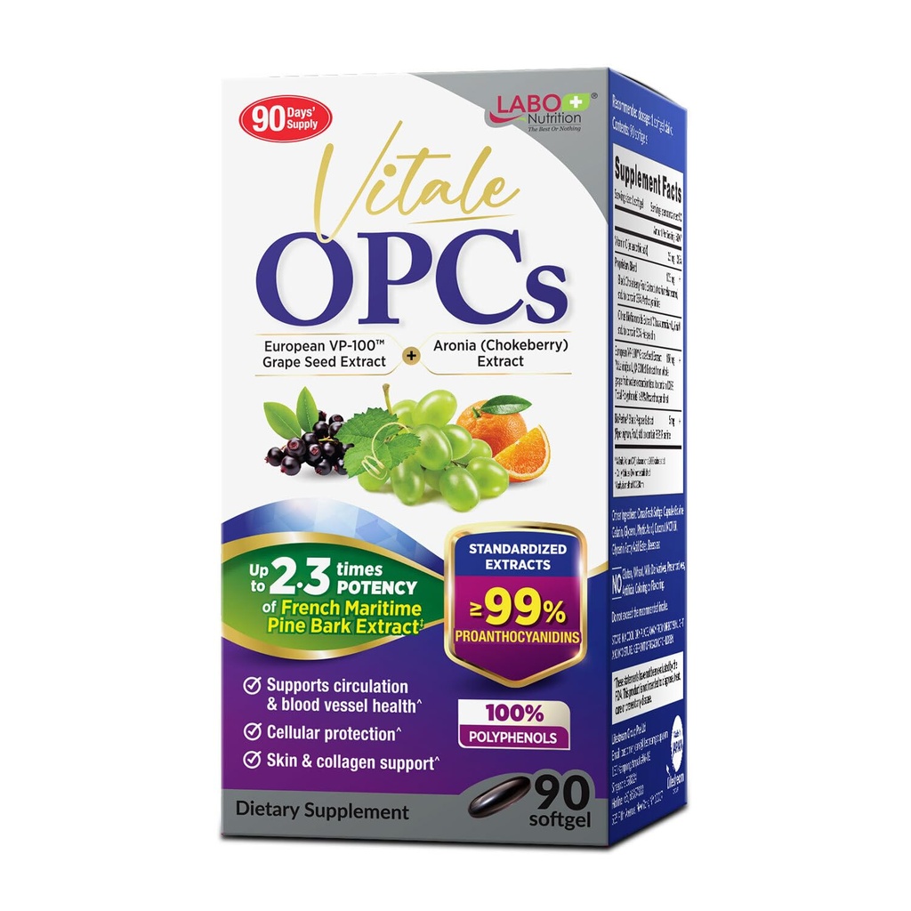 LABO Nutrition Vitale OPCs (en anglais seulement) Extrait de graines de raisins européennes de qualité supérieure avec aronie, agrumes bioflavonoïdes (en anglais seulement)