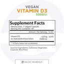Vitamine végétale D3 5000 UI de supplément - Pure, haute puissance D3 Vitamine 5000 UI de supplément pour la santé immunitaire et les os forts support - 120 capsules, fournissant un approvisionnement de 2 mois de VIT D3