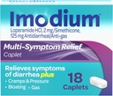 Imodium Multi-Symptome Relief Caplets, Loperamide Hydrochloride et Siméthicone Anti-Dirarrhée Médecine pour le soulagement de la diarrhée, du gaz, du gonflement, des crampes et de la pression, HSA/FSA Admissible, 18 ct