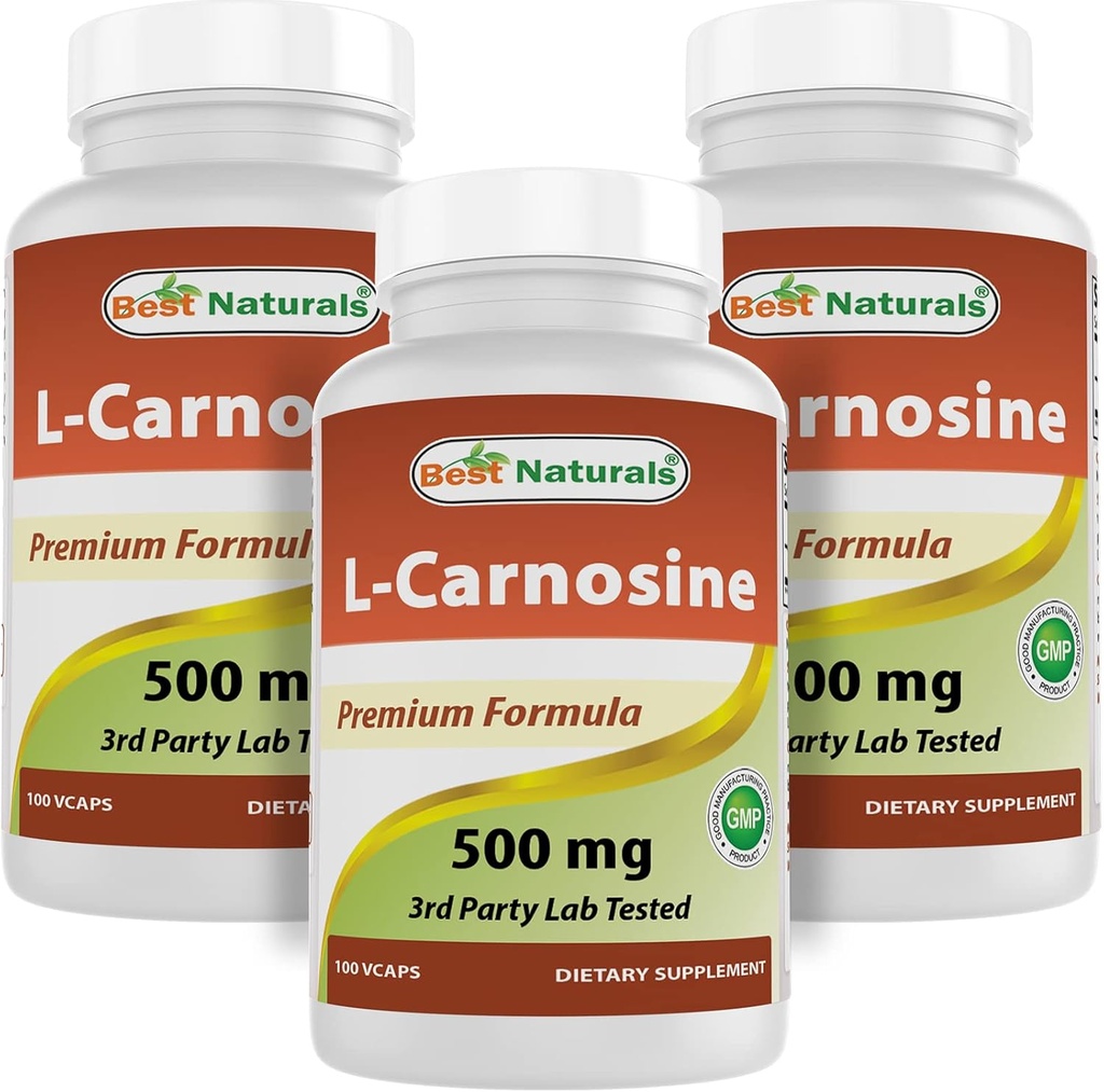 Meilleurs naturels L-Carnosine 500 mg 100 Vcaps (100 Nombre (paquet de 3))