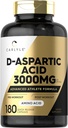 Carlyle D Capsules d'acide aspartique 3000mg de numération 180 Supplément DAA pour les hommes et les femmes de Formule athlète avancée