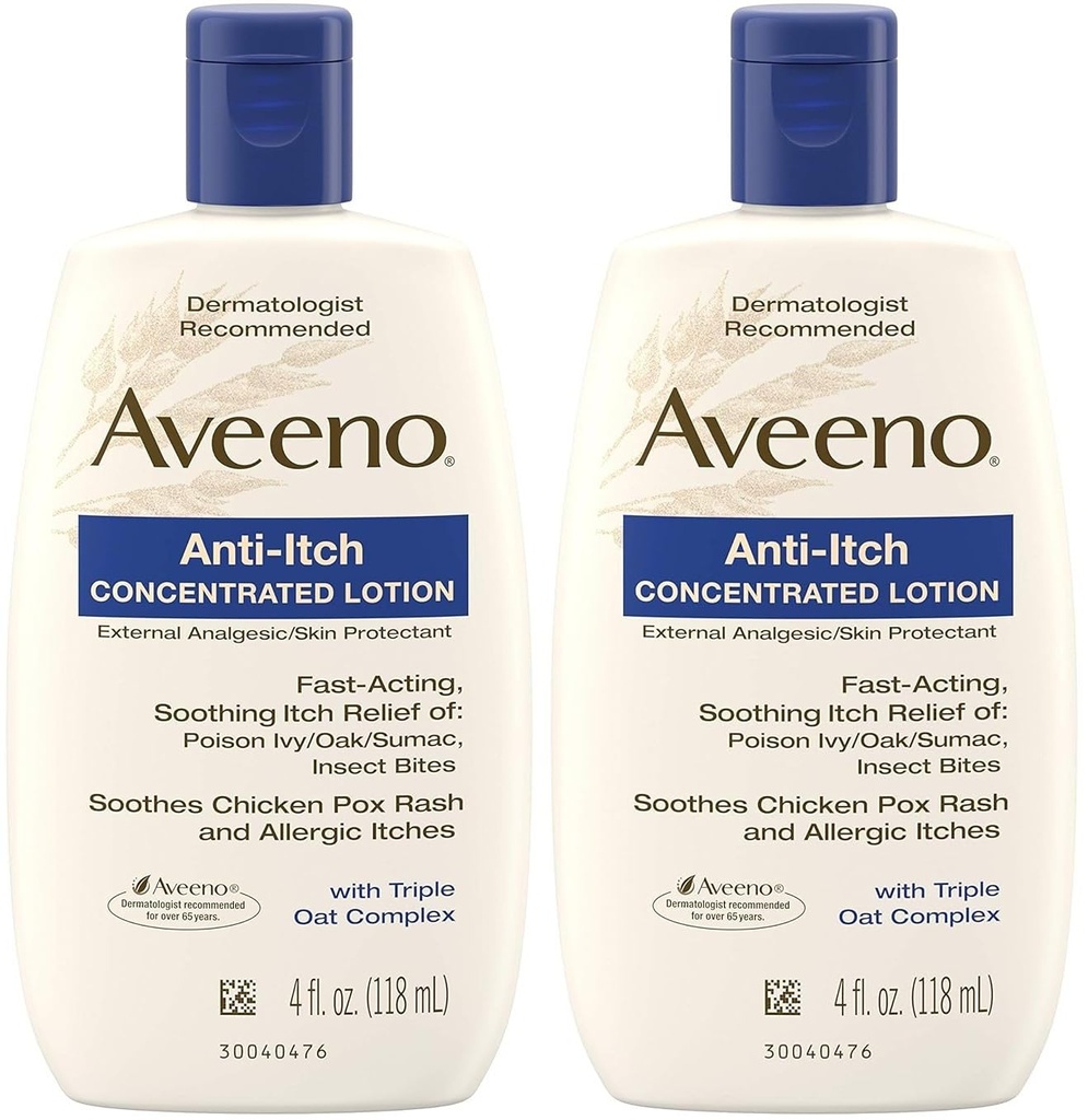Aveeno, Lotion concentré anti-démangeaison, 4 fl oz- Pack de 2