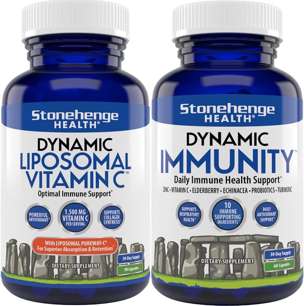 Stonehenge Health Dynamique Liposomique Vitamine C + Suppléments d'immunité dynamique pour soutenir le système immunitaire, la synthèse collagène et la santé cérébrale