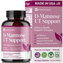 Pure D Mannose Capsules 1000mg par portion - Soutien à l'ITU à action rapide - Nettoyant urinaire et santé de la vésicule - Cranberry, D-Mannose, Dandelion, Fleur d'hibiscus - 60 Caps Veggie