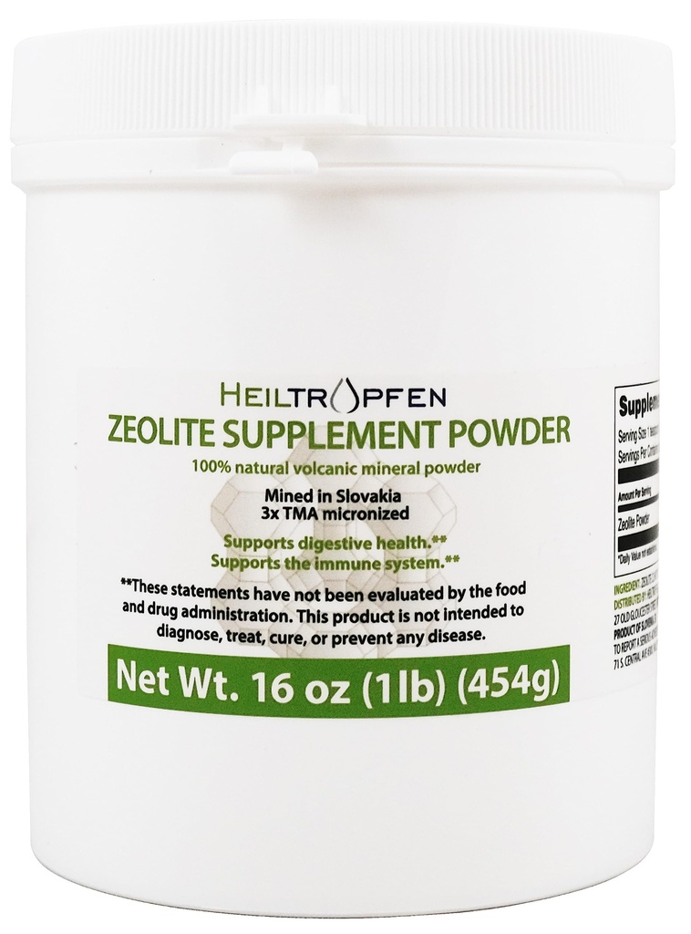 Poudre de zéolite de Heiltropfen Supplément diététique : 3X activé : 1 lb - 454 g. Détox : Clinoptilolite 94%+-3.