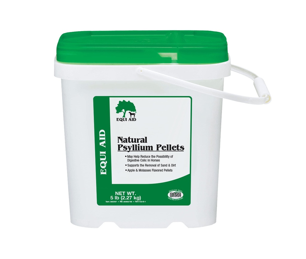 Farnam Equi Aid Psyllium Pellets Supplément pour chevaux, soutient l'enlèvement de sable et de dirt du colon ventral, 5 livres, 16 scoops