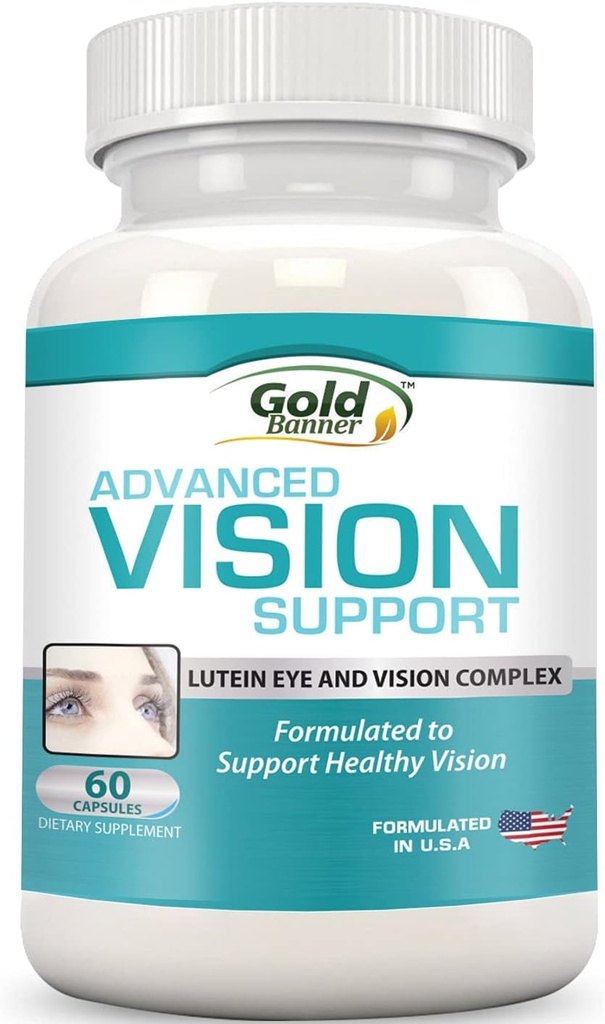 Support de vision avancé - Complexe de vision et d'oeil Lutéine avec Lutéine, Bilberry, Zinc, Graines et Vitamines essentielles - Toutes les capsules de rétine naturelles pour la santé des yeux - Fabriqué aux États-Unis