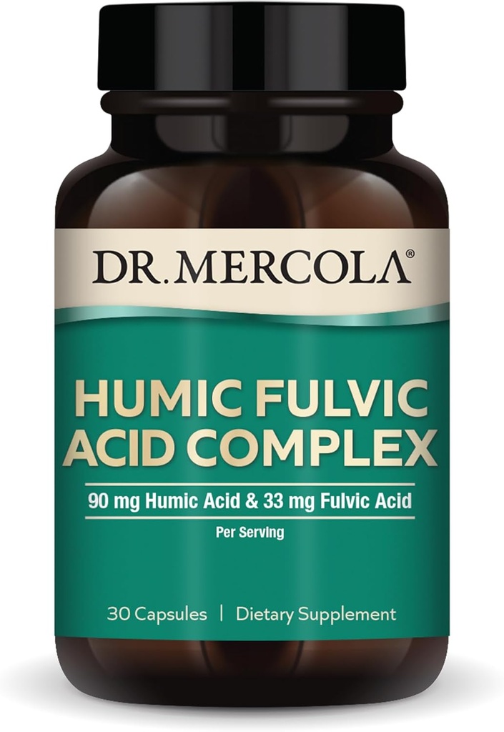 Dr. Mercola Humic Fulvic Acid Complex - Gut Health Support - Aids Occasional Bloating & Indigestion - Also Supports Immune, Brain & Cellular Health - Non-GMO & Gluten-Free - 30 Capsules (30 Servings)