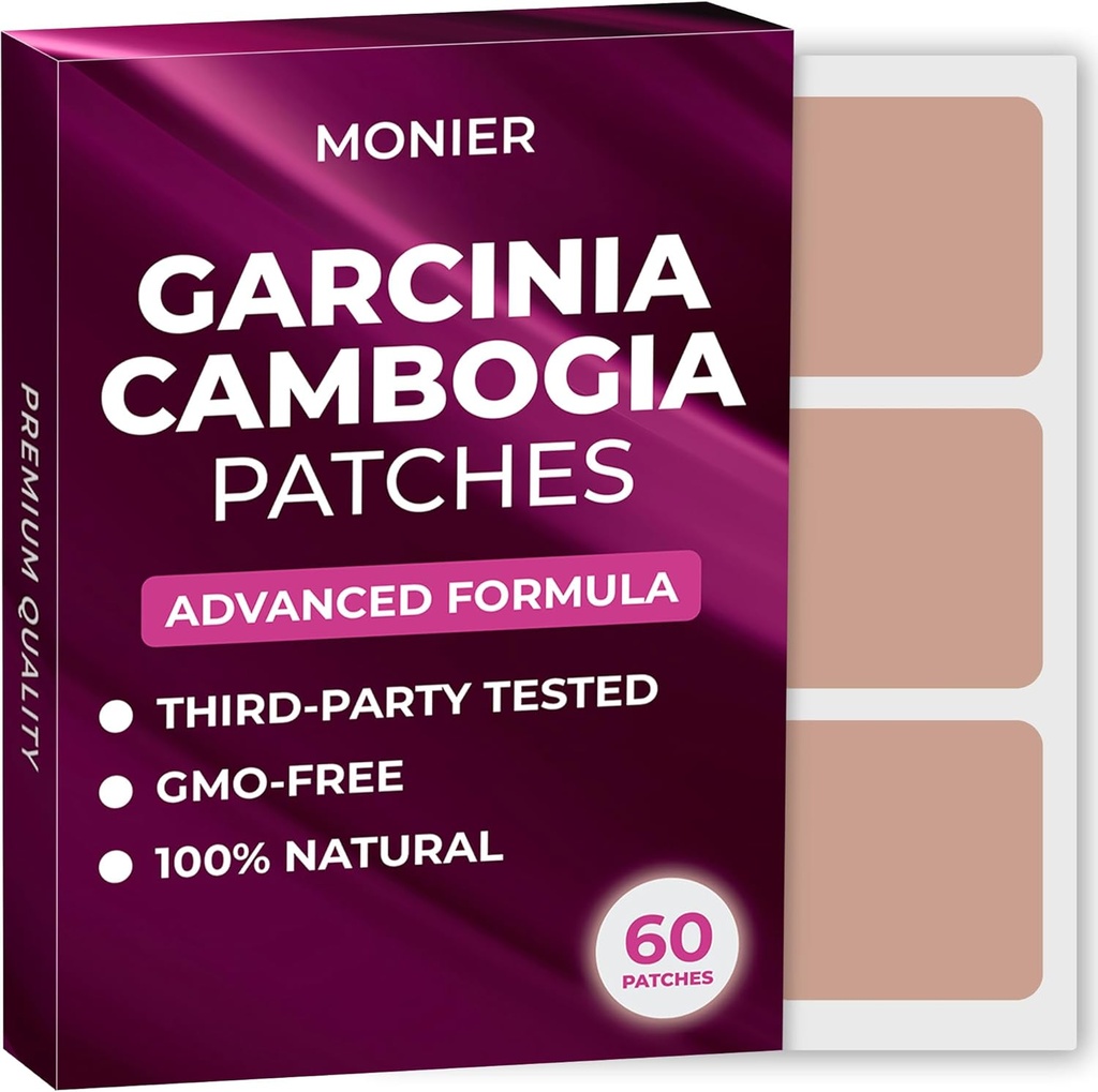Patchs Garcinia Cambogia (paquet de 60) - 100% naturel pour les femmes et les hommes - avec B12 & Potassium - Énergie, Focus & Soutien corporel - Formule améliorée