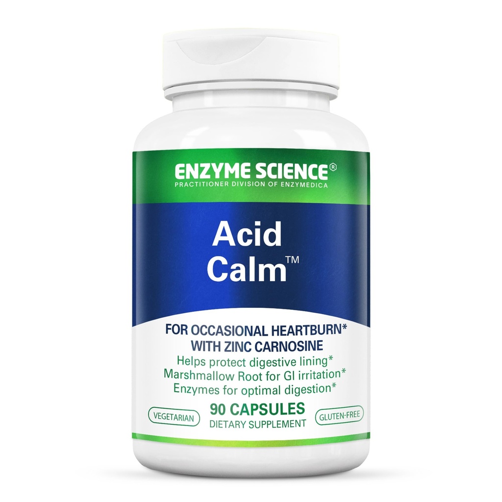 Enzyme Science Acid Calm, 90 Capsules – pour les brûlures d'estomac occasionnelles et l'indigestion – Supplément enzymatique de digestion – Aide digestive – Capsules végétariennes