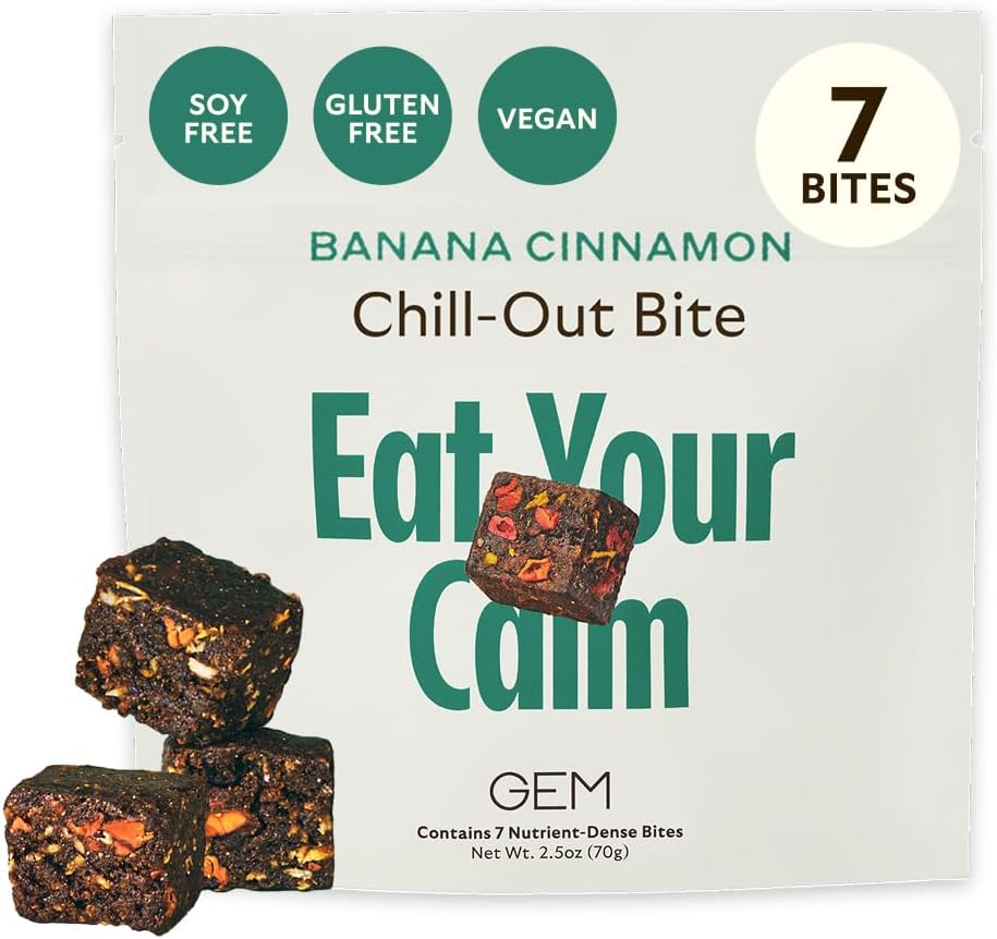 GEM Calm Essentials Vitamine au magnésium pour le stress et le focus, Baume de citron, Sans gluten, Vegan, Banana Cinnamon, 1 Pack de 7