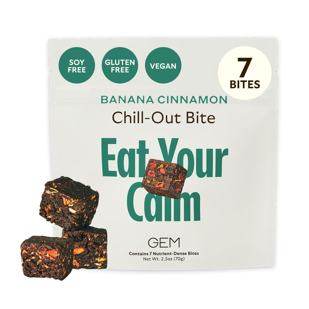 GEM Calm Essentials Vitamine au magnésium pour le stress et le focus, Baume de citron, Sans gluten, Vegan, Banana Cinnamon, 1 Pack de 7