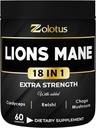 Zolotus Lions Mane Mushroom Capsules avec Cordeyceps, Elderberry, Ginkgo Biloba, Bacopa - 60 Capsules