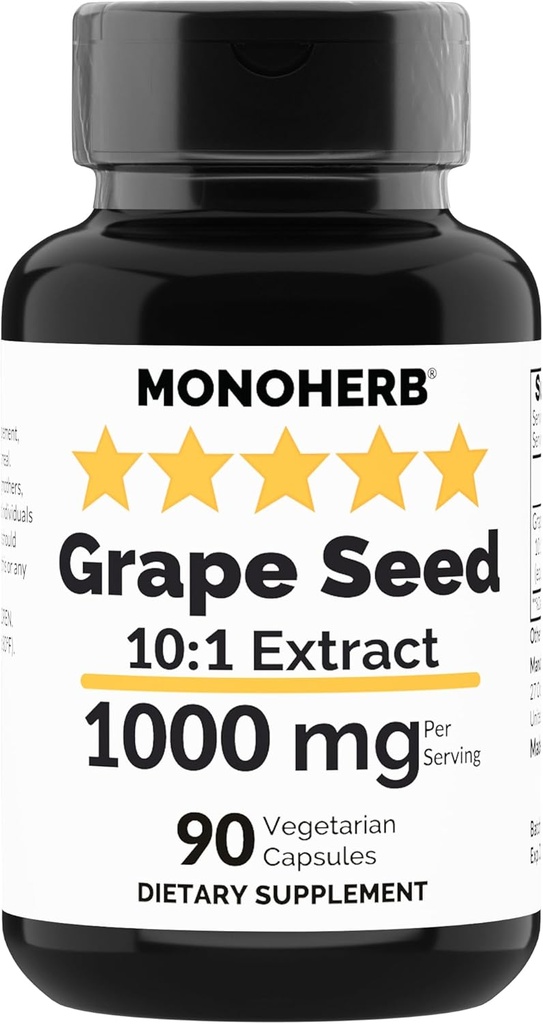 MONOHERB Extrait de graines de raisin 1000 mg - 90 Capsules végétariennes